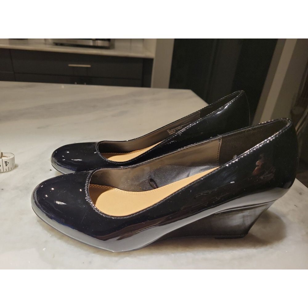 Rialto womens Shoes sz 9M Black Leather Wedge Heel‎